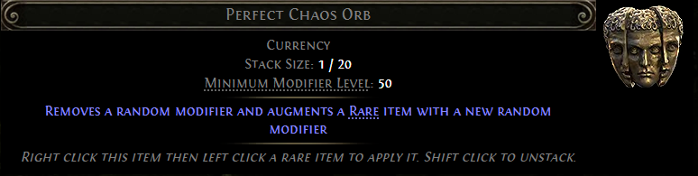 MMOJUGG Path of Exile 2 Perfect Chaos Orb * 10 Details View of Item Function and Use